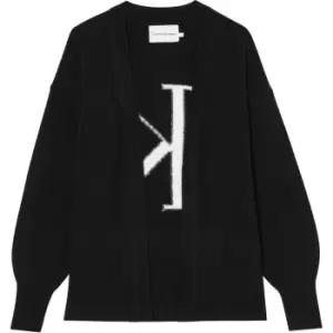 Calvin Klein Jeans Back Ck Fluffy Yarn Cardigan - Black