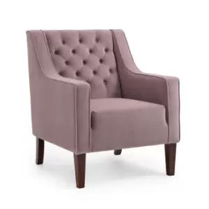 Leah Velvet Chesterfield Armchair Blush