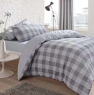 Sleepdown Chunky Gingham Duvet Set Grey Double Polycotton