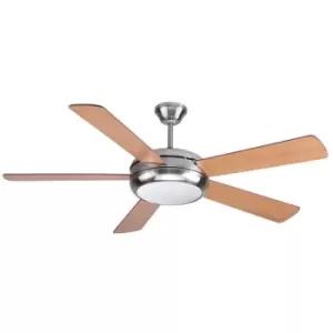 Randy 5 Blade Ceiling Fan with Light 132cm Nickel