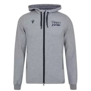 Macron Sale Sharks Full Zip Hoodie Mens - Grey