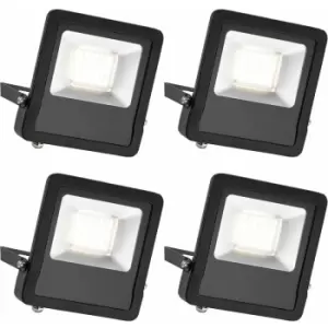 Loops - 4 pack Outdoor IP65 LED Floodlight - 50W Cool White LED - Angled Wall Bracket