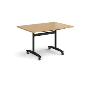 Rectangular deluxe fliptop meeting table with Black frame 1200mm x 800mm - oak