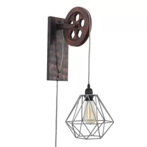 Anderton Pulley Wall Light with Grey Diablo Shade