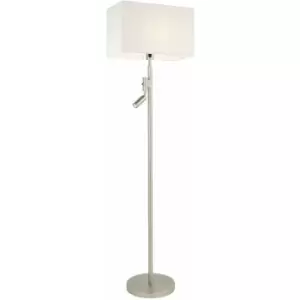 Loops - Floor Lamp Light Matt Nickel & Vintage White Fabric 60W E27 & 2W led