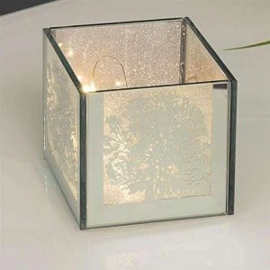 Mirror Glass Tree Design Box with LED Lights 8cm x 8cm