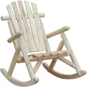 Wooden Traditional Rocking Chair Lounger Relaxing Balcony Garden Seat - Outsunny