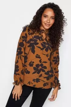 Floral Print Tie Neck Blouse