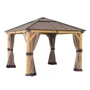 Sunjoy Curtain LUMI for Cedar wood Gazebo - 393cm x 335cm, Khaki