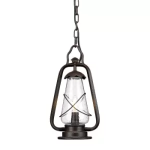 Outdoor IP44 1 Bulb Chain Lantern Old Bronze LED E14 60W Bulb Light Fitting