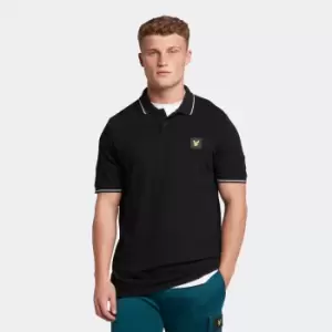 Mens Casuals Tipped Polo Shirt Jet Black - XL