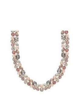 Mood Silver Plated Tonal Pink Mix Shape Encrusted Collar Necklace