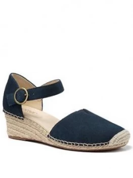 Hotter Pacific Ankle Strap Wedge Heeled Sandals - Navy, Size 6, Women