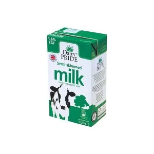 Dairy Pride Semi Skimmed Longlife UHT Milk 1 Litre Pack of 12