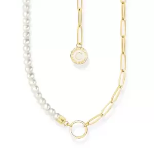 THOMAS SABO Gold Plated Charmista Link Chain Pearl Charm Necklace