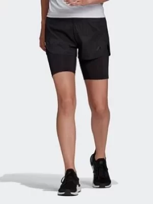 adidas Run Fast Two-in-one Shorts, Black Size XS Women