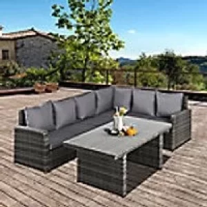 OutSunny Set Dining Set Rattan Grey