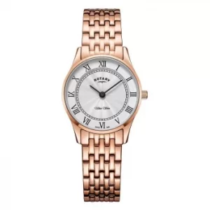 Rotary Ultra Slim Ladies Rose Gold Plated Bracelet Watch
