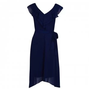 DKNY Ruffle Midi Dress - NAVY