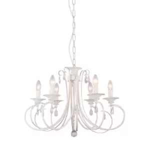 Novia Crystal Multi Arm Chandelier, White, 6x E14