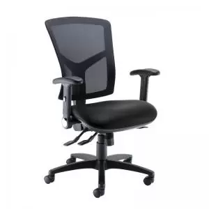 Senza high mesh back operator chair with folding arms - Nero Black