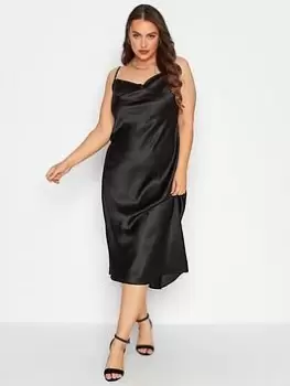 Yours Satin Cowl Neck Dress - Black, Size 18, Women