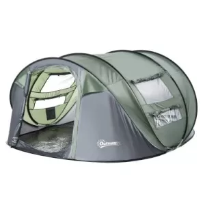 Outsunny 4-5 Person Pop-up Camping Tent Waterproof Family Tent w/ 2 Mesh Windows & PVC Windows Portable Carry Bag for Outdoor Trip