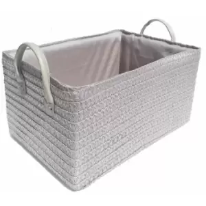 Topfurnishing - Neon Bright Colours Toys Baby Nursery Organiser Cupboard Storage Basket + Handle Hamper basket [Light Grey,Medium 30x20x16cm] - Light