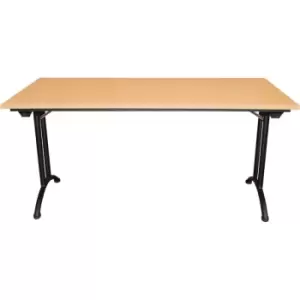 Rectangular Folding Table with Beech Coloured Melamine Top and Black Frame Standard 1600 x 800 x 750mm