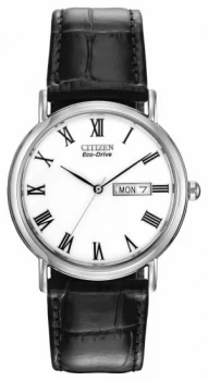 Citizen Mens White Dial Leather Strap Eco-Drive BM8240-11A Watch