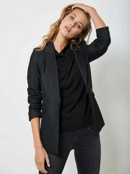 Mint Velvet Shimmer SB Blazer - Black, Size 18, Women