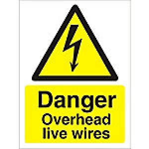 Warning Sign Overhead Wires Plastic 40 x 30 cm