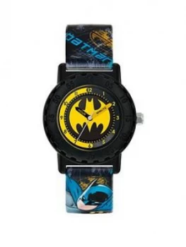 Disney Batman Yellow And Black Dial Printed Strap Kids Watch