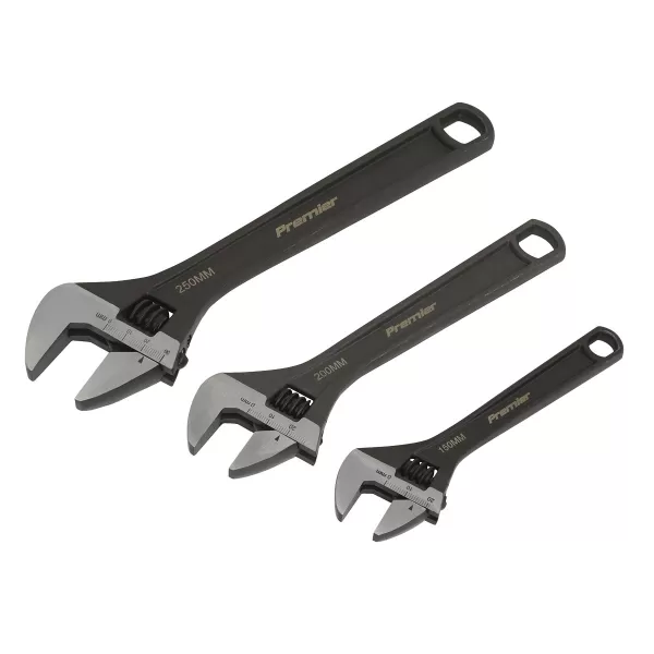 Genuine SEALEY AK607 Adjustable Wrench Set 3pc Rust Resistant