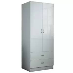 Chilton 2 Door Combination Wardrobe - Grey Gloss - Grey