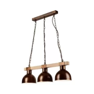 Agnese Bar Pendant Ceiling Light Brown, 3x E27