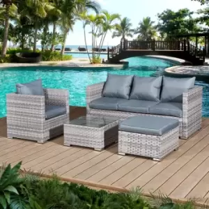 Acorn Rattan 5 Seat Lounge Sofa Set in Dove Grey