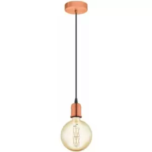 Hanging Ceiling Pendant Light Brushed Copper Steel 1x 60W E27 Bulb Feature