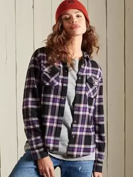 Superdry Classic Lumberjack Shirt - Navy, Size 14, Women
