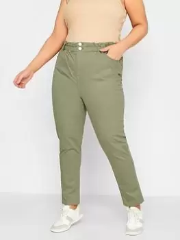 Yours Elastic Waist Mom Jean Khaki, Green, Size 16, Women