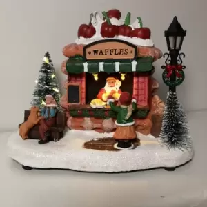 Festive Christmas 19cm Illuminated Waffle Shop Battery Operated