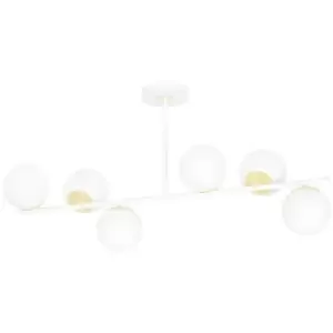 Emibig Floki White/Gold Globe Ceiling Light with White Glass Shades, 6x E14