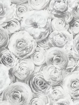 Arthouse Wild Rose Silver Wallpaper