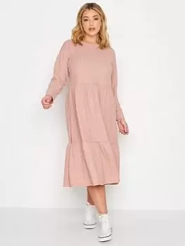 Yours Ribbed Midi Dress - Pink, Size 30-32, Women