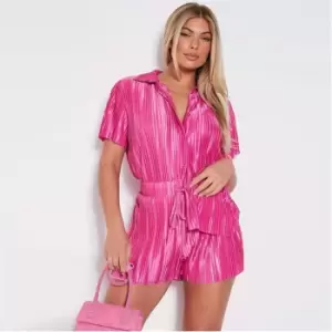 I Saw It First Plisse Shirt And Shorts Co-Ord Set - Pink