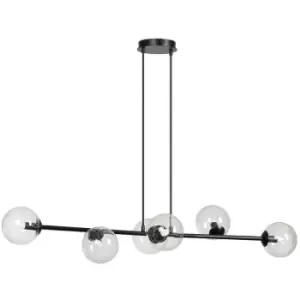 Emibig Rossi Black Globe Pendant Ceiling Light with Clear Glass Shades, 6x E14