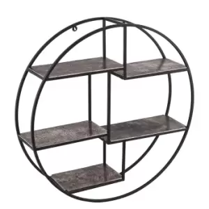 Farrah Collection Silver Circular Wall Hanging Multi Shelf