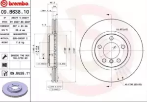 BREMBO Brake disc MINI 09.B638.11 34119804829,34119811538 Brake rotor,Brake discs,Brake rotors