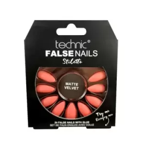 Technic False Nails Stiletto Matte Velvet Coral 24 pcs