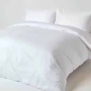 White Organic Cotton Duvet Cover Set 400 Thread count, King - White - White - Homescapes